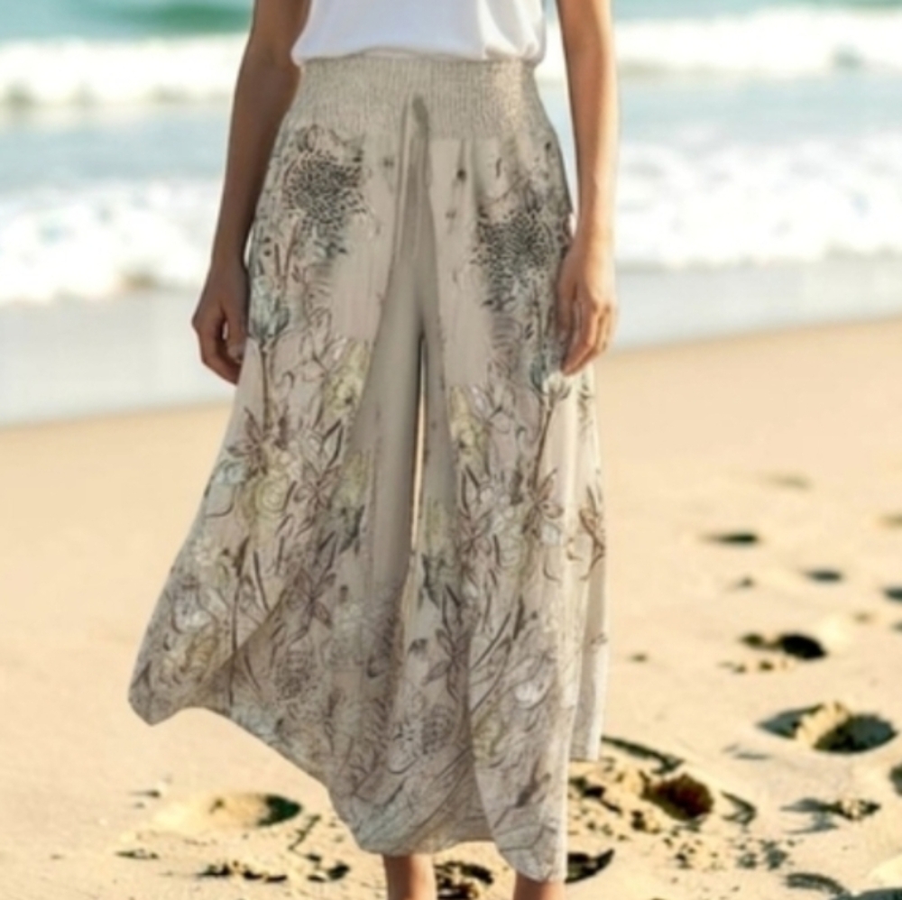 ❇️ Floral Print, Flowy Wide-Leg Pants